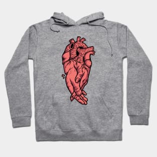 couple holding hands with heart organ Hoodie